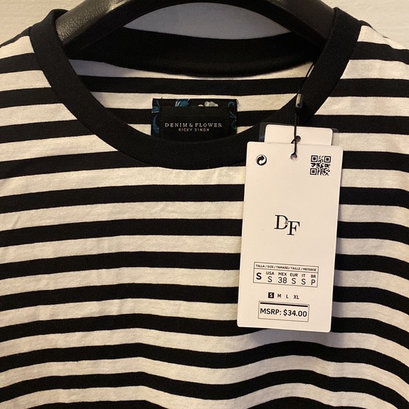 Denim & Flower Black & White stripe long sleeve jersey - Picture 10 of 12